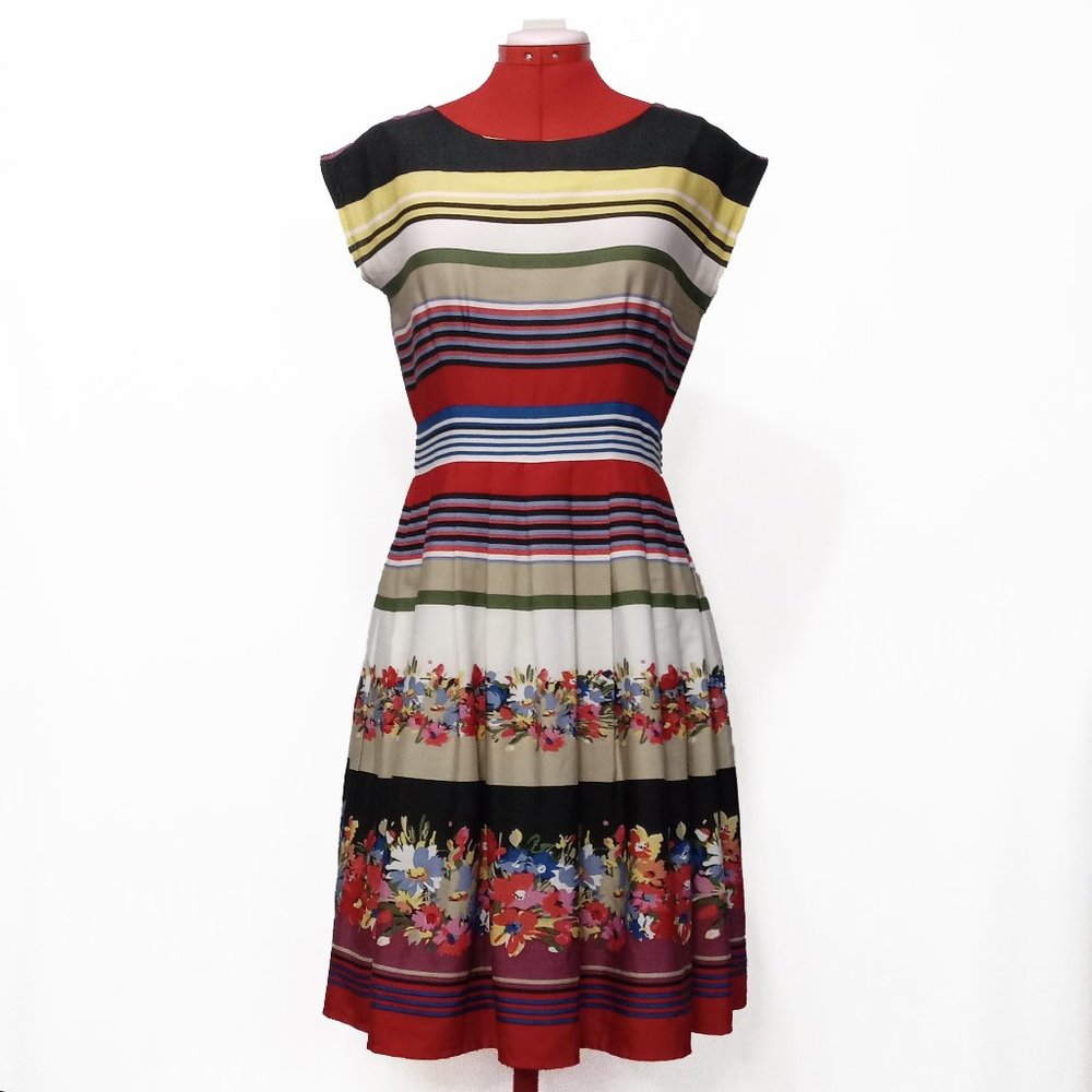 Tristan A-Line Colourful Retro Dress Size US 4